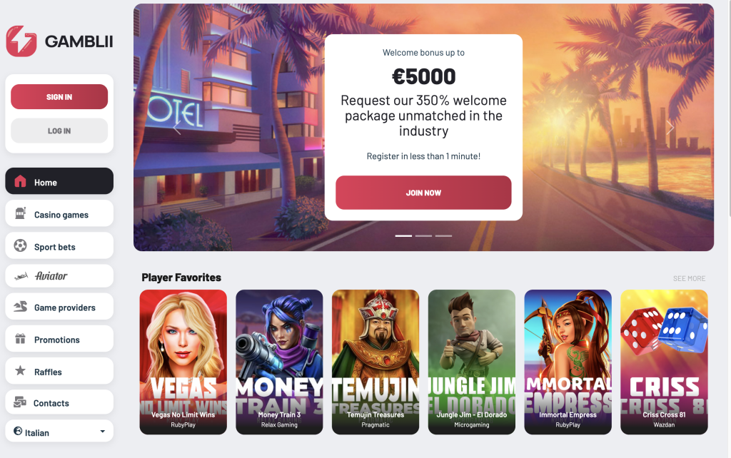 image of gamblii casino website