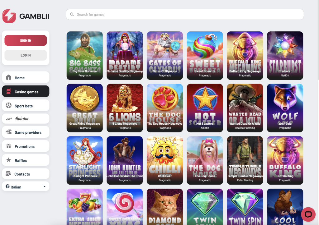 image of gamblii casino website