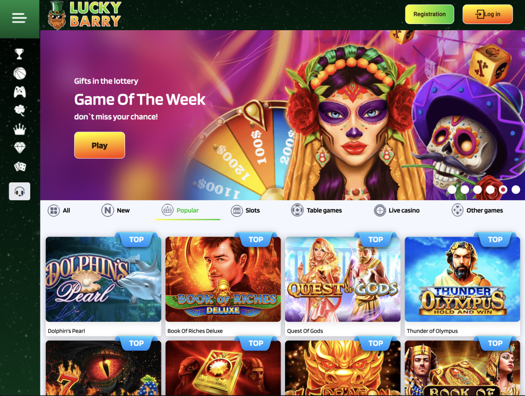 image of lucky barry casino website