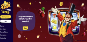 image of crazy star casino website